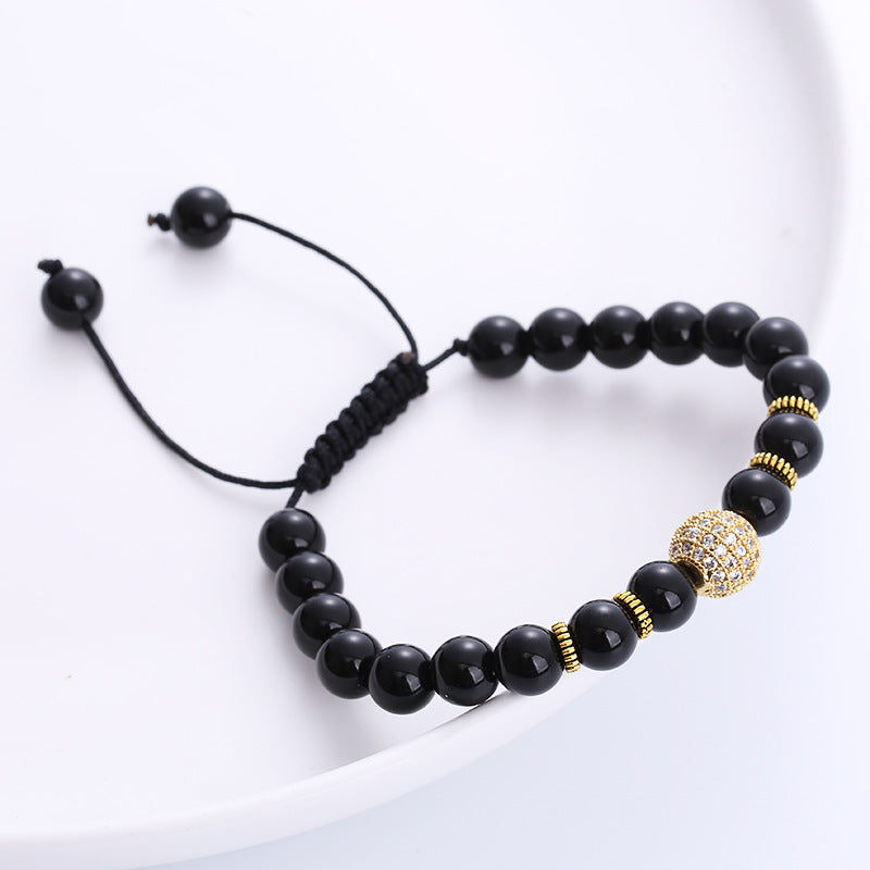 Pulsera de ágata con bolas tejidas a mano al por mayor
